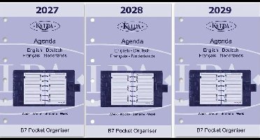 Kalpa 6236-27-28-29 Pocket-agendavulling 2027 2028 2029 – 1 week op 2 pagina's, EN/DE/FR/NL