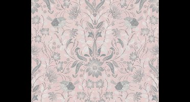 BLOEMEN EN VOGELS BEHANG | Botanisch & Dieren - roze grijs wit - A.S. Création Maison Charme