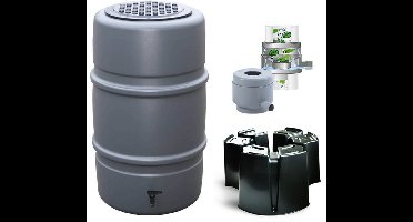 Harcostar - Regentonset Harcostar - 227 L Antraciet + Voet + Vulautomaat & Afsluiter