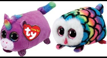 Ty - Knuffel - Teeny Ty's - Rosette Unicorn & Hootie Owl
