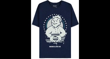 Fallout America Lives On T-shirt navy M - Katoen - Bethesda, Fan merch, Gaming