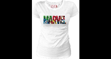 Marvel - Marvel Logo Characters White Women T-Shirt XL