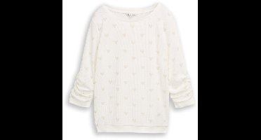 Tom Tailor Denim - Slim fit sweatshirt met hartjesprint - Maat XL - off white tonal heart print