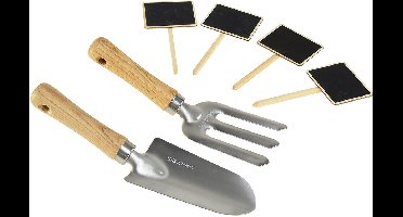 Tuingereedschapset met roestvrijstalen handhark, handschep en tuinpale