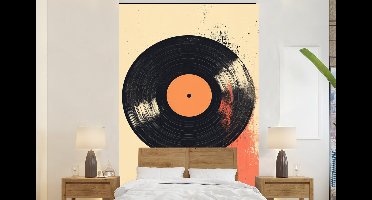 Behang - Fotobehang Vinylplaat - Zwart - Verfspatten - Retro - Breedte 145 cm x hoogte 220 cm