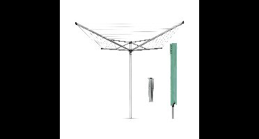 Brabantia Topspinner Droogmolen - 50 m - met Metalen Grondanker en Beschermhoes - Metallic Grey