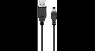 Goobay mini-USB sync- en laadkabel, 1 m, zwart, 5 W, 1 A, USB 2.0-stekker (type A) naar USB 2.0 Mini-stekker