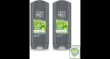 2 x Dove - Douchegel - Men+ Care Extra Fresh - Verfrissend - 400 ml - Grootverpakking - Vaatwasstrips - Douchegel - Mannelijke Geur - Reinigen - Huidverzorging - Fris Gevoel