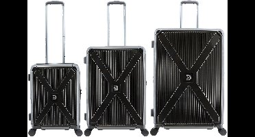 Discovery Crossroad Harde koffer set / Trolley set / Reiskoffer set - (S/M/L) Zwart - Zwart / Set