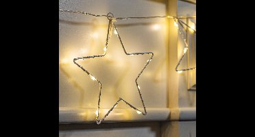 HI LED Raamverlichting - 2x - lichtsnoer - 205 cm - 8 sterren –80 leds - warm wit - kerstverlichting