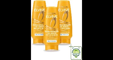 3 x L’Oréal Paris Elvive – Conditioner – Extraordinary Oil Kokos – 200 ml - Grootverpakking - Vaatwasstrips - Kokosolie Conditioner - Droog Haar - Haar Verzorging - Haar Voeding - Haar Zachtheid