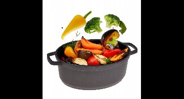 Kamille Braadpan met Deksel - 6L - Zwart - Geschikt voor Inductie