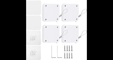 KARZO - Automatische Schuifdeur 500g, Multi-Functionele Storm Sensor Deursluiter met Stalen Trektouw, Wit 4 Stuks