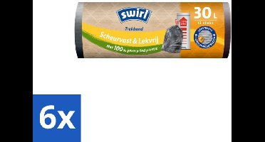 Swirl – Afvalzakken – 30 L – Trekband – 12 zakken - Voordeelverpakking - 6 stuks