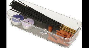 5Five Keuken lade organizer bakje - Set van 2x stuks - 1-vaks - Tidy Smart serie - kunststof - 9 x 23 x 4,5 cm
