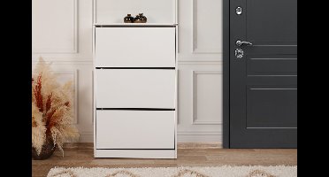 Skye Decor, Schoenenkast, Shc-530-Bb-1, Gemelamineerde spaanplaat, Wit, 73 x 26 x 119 cm