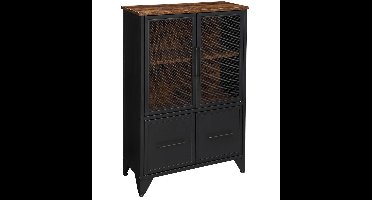 Hoppa! Industriële Opbergkast - Bruin/Zwart - 75 x 33 x 100 cm