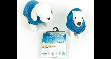 duvoplus Hondenbadjas Microvezel - Droogjas Hond - Snel Drogend & Verstelbaar - Ruglengte 40cm - Blauw