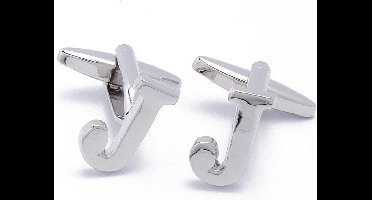 Manchetknopen - Letters Initialen Letter J Zilver Metaal