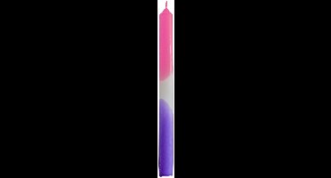 Housevitamin Kaarsen - Gekleurde Dipdye Dinerkaars -Neon Roze/Wit/Paars- Pak van 4 -- 2,1x25 cm