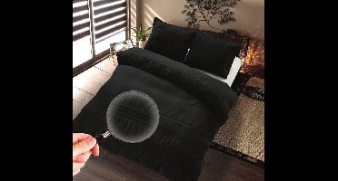 Zydante Dekbedovertrek - Hotel Home Collection - – Microlinnen – Luxe Hotel Look – Ademend en Vochtregulerend – Comfortabel Beddengoed - Plymouth - Zwart / 200x200