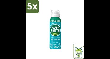 5 x Happy Earth – Deodorant Natural Air Spray – 100% Natuurlijk Cedar Lime – 100 ml - Grootverpakking - Vaatwasstrips - Natuurlijke Deodorant - Cederhout En Limoen - Aerosol Deodorant - 100% Natuurlijk - Luchttechnologie