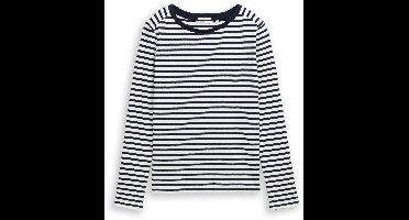 Tom Tailor Denim - T-shirt met lange mouwen en streepmotief - Maat S - navy white stripe