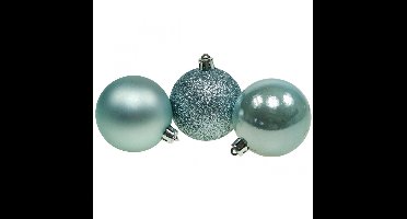 Kerstballen kunststof lichtblauw mix Ø6cm 10 st
