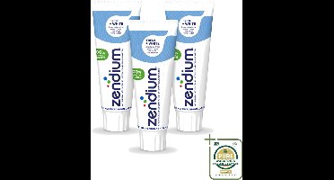 3 x Zendium - Tandpasta - Fresh+ White - 75 ml - Wasstrips - Tandpasta - Frisse Adem - Witte Tanden - Natuurlijke Tandpasta - Fluoride