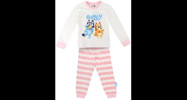 Bluey Pyjama Meisjes - Kinderpyjama - Pyjamaset - Nachtkleding - Katoen - Crème en Roze - Maat 110