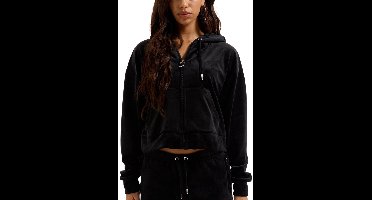Juicy Couture Iccle Outline Cropped Hoodie ZWART - Maat XXS
