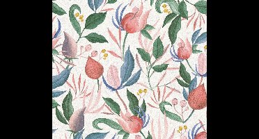 BLOEMEN EN BLADEREN BEHANG | Decoratief - Wit Groen Rose Roze Blauw - Living Walls CosmoLiving