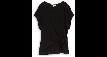 Tom Tailor - T-shirt met knoopdetail - Maat M - deep black
