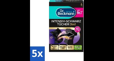 5 x Dr. Beckmann - Kleurverzorging - Intensive Black 2 in 1 - Donkere Was - 6 Doekjes - Zwart Textiel Herstellen - Zwart Kleding Verzorgen - Textiel Beschermen - Kleur Herstellen - Zwart Was Beschermen