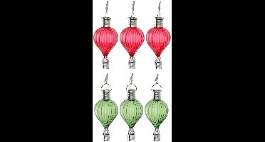 Cepewa LED ballonhanger - 6x - groen/rood - H17 cm - luchtballon - tuinverlichting/buitenlamp