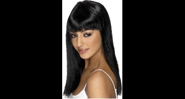 Straight Cut pruik met pony zwart - Carnavalspruik