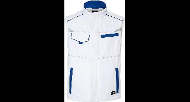 James and Nicholson Uniseks werkkleding Softshell Vest Level 2 (Wit/royaal blauw)