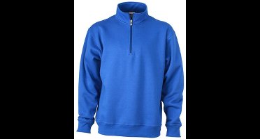 James and Nicholson Uniseks werkkleding Half Ritssweatshirt (Koningsblauw)
