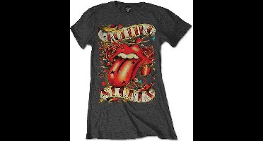 The Rolling Stones - Tongue & Stars Dames T-shirt - XL - Grijs