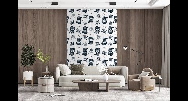 Behang - Fotobehang Patronen - Schedel - Rozen - Piraten - Jongens - Kinderen - Kids - Breedte 160 cm x hoogte 240 cm