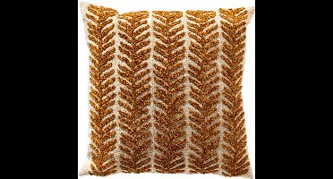 Dutch Decor ALTLAS - sierkussen 45x45 cm - getuft bladpatroon - Buckhorn Brown - bruin, beige - Inclusief binnenkussen - Luxe kussens voor woonkamer & bank