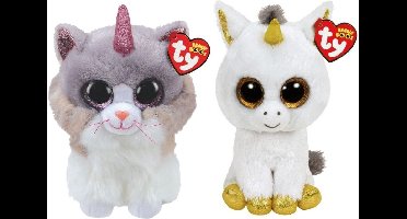 Ty - Knuffel - Beanie Buddy - Asher Cat & Pegasus Unicorn
