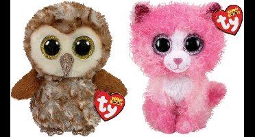 Ty - Knuffel - Beanie Boo's - Percy Owl & Reagan Cat