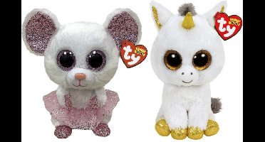 Ty - Knuffel - Beanie Buddy - Nina Mouse & Pegasus Unicorn