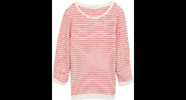 Tom Tailor Denim - Sweatshirt met streepmotief - Maat XS - red white structure stripe