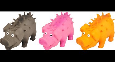 Flamingo Hondenspeelgoed Latex Varken met Stekels - Roze/Geel/Grijs - 10 x 5.5 x 5.5 cm