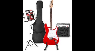 Elektrische gitaar met gitaar versterker - MAX Gigkit 4/4 - Perfect voor beginners - incl. gitaar standaard, muziekstandaard, gitaar stemapparaat, gitaartas en plectrum - Rood