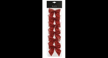 Mica Decorations Decoratie strikken - 6x st - rood - 10 x 12 cm - bruiloft/feest versiering
