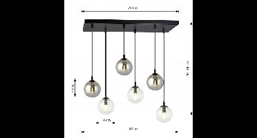 Hanglamp COSMO 6 BL MIX2 Loft - Stijlvol Glas