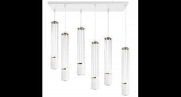 Luxe LED Plafondlamp Hangend - Wit/Goud - 6x GU10 - Loft
